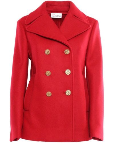 RED Valentino Red Double-breasted Long-sleeved Jacket