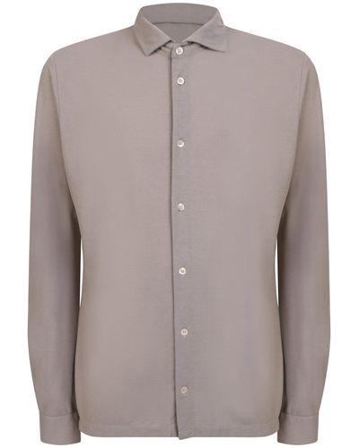 Zanone Long-Sleeved Button-Down Shirt - Brown