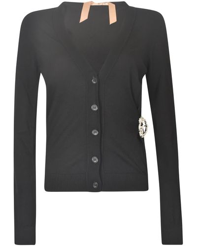 N°21 Buttoned Fitted Cardigan - Black