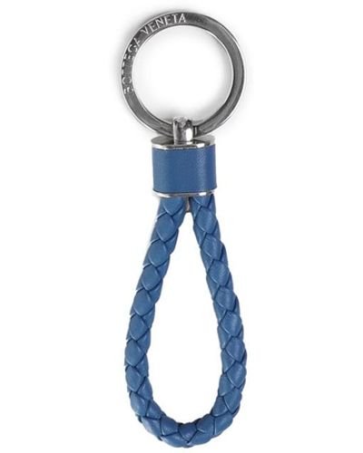 Bottega Veneta Nappa Key Ring With Intreccio Motif - Blue