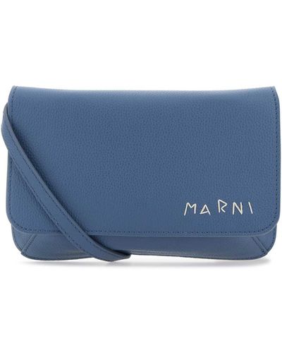 Marni Air Force Leather Flap Trunk Crossbody Bag - Blue