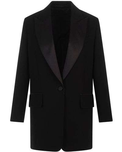 Max Mara Single-Breasted Long-Sleeved Jacket - Black