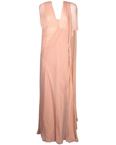 Alberta Ferretti Long Silk Chiffon Dress - Pink