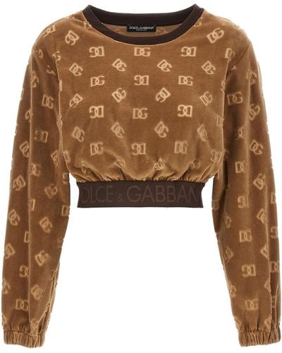 Dolce & Gabbana All Over Logo Sweatshirt - Brown