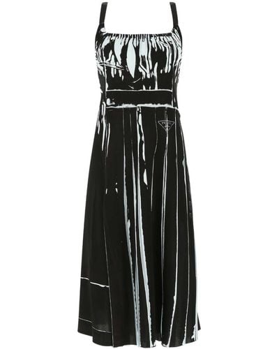 Prada Printed Stretch Viscose Dress - Black