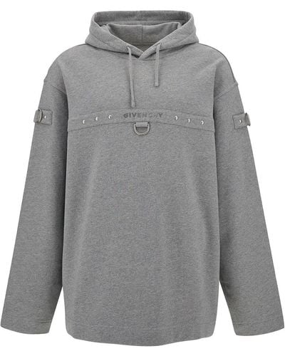 Givenchy Hoodie With Logo And Studs - Grey