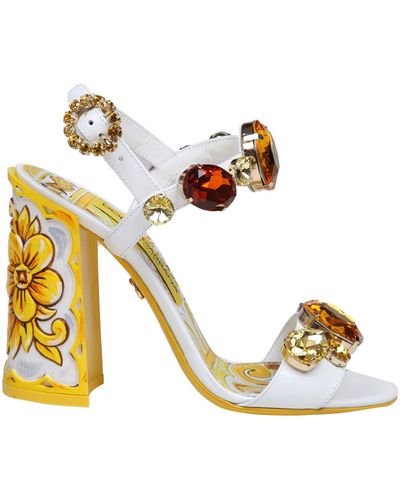 Dolce & Gabbana Keira Patent Sandal With Applied Stones - Metallic