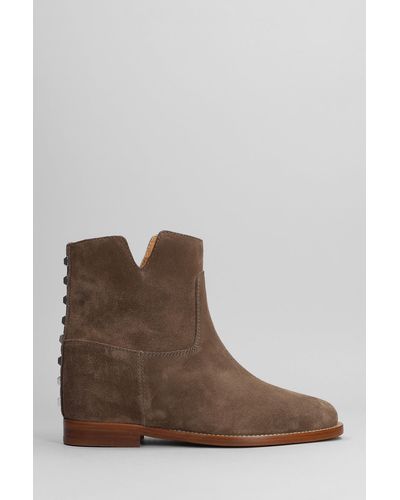 Via Roma 15 Ankle Boots Inside Wedge In Taupe Suede - Brown