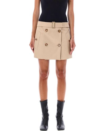 Burberry Cotton Gabardine Mini Trench Skirt - Multicolor