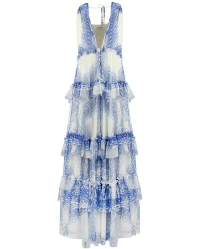 Philosophy Di Lorenzo Serafini Long Tulle Dress With Print - Blue