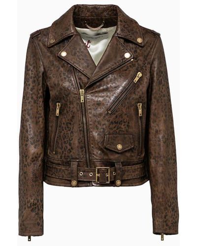 Golden Goose Leather Jacket Gwp00848. P000483. - Brown