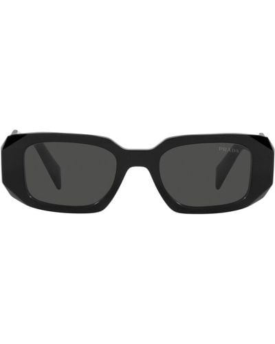 Prada Pr 27zs Branded-arm Rectangle-frame Acetate Sunglasses - Black
