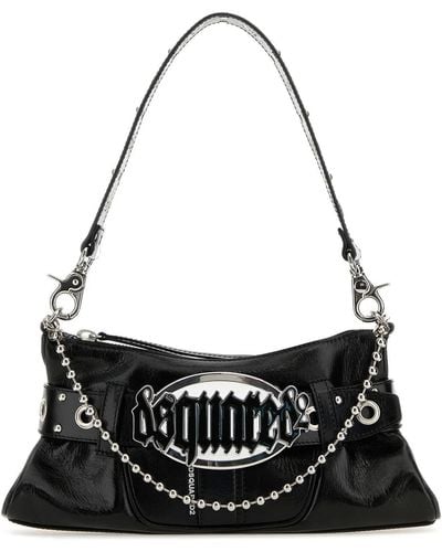 DSquared² Black Leather Gothic Shoulder Bag
