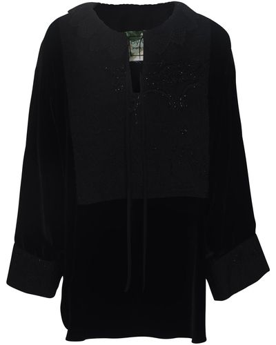 By Walid Embellished Tie-Neck Tunic - Black