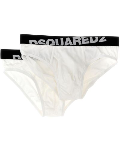 DSquared² 2-pack Elastic Logo Briefs Underwear, Body - White
