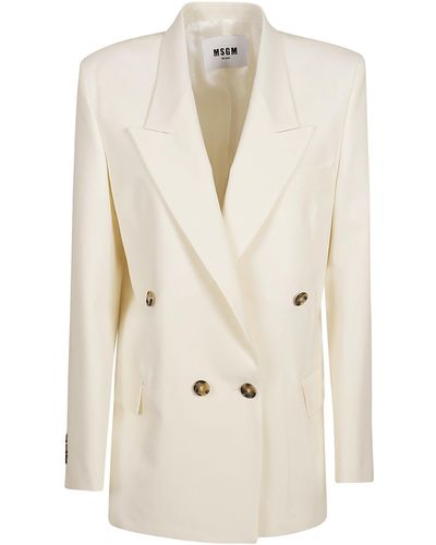 MSGM Double-Breasted Classic Blazer - Natural