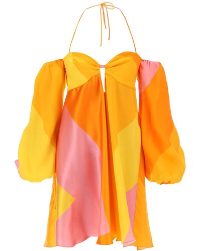 Raquel Diniz Andressa Silk Satin Mini Dress - Orange