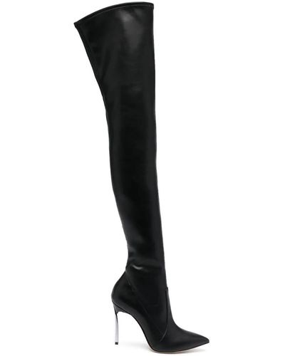 Casadei Blade Eco Leather Over The Knee Boots - Black