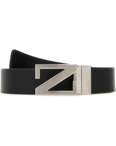 Zegna Leather Reversible Belt - White