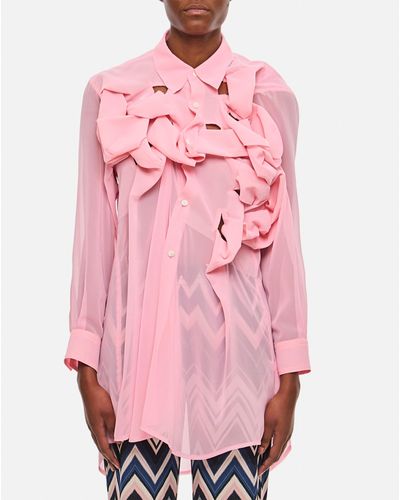 Comme des Garçons See-Trough Georgette Shirt - Pink