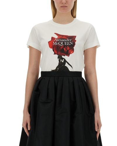 Alexander McQueen Shadow Rose Print T-Shirt - Black