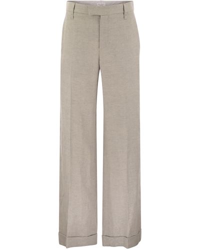 Brunello Cucinelli Flared Loose-Fitting Trousers - Grey