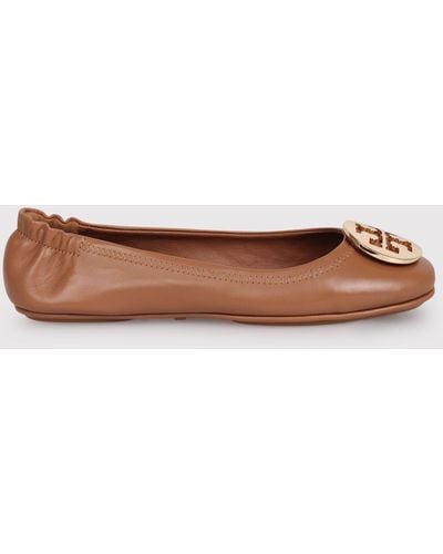 Tory Burch Minnie Ballerinas With Application - Brown