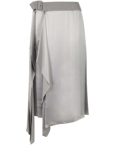 Fendi Satin Midi Skirt - Gray