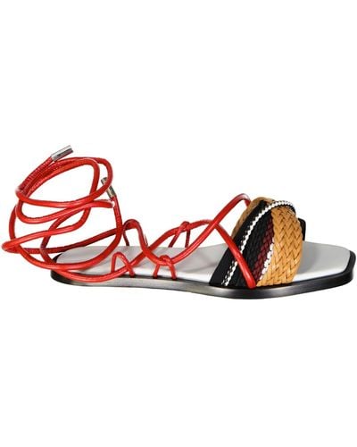Sportmax Flavio Leather Sandals - Red