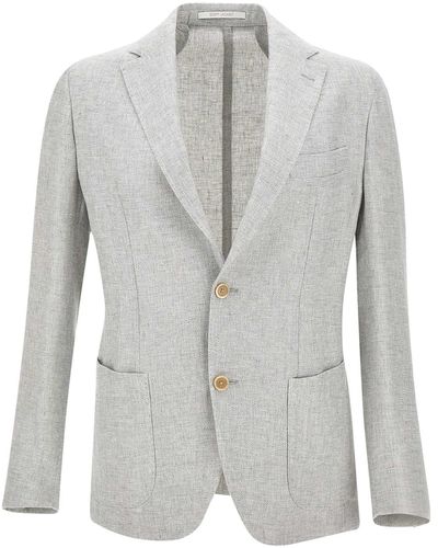 Eleventy Linen, Wool And Silk Blazer - Gray