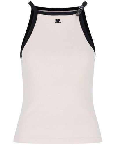 Courreges Buckle Contrast Tank Top - White