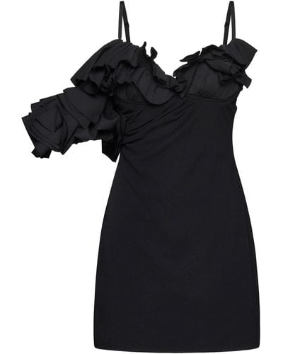 Jacquemus Duna Wool-blend Mini Dress - Black