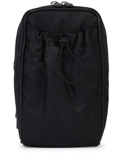 Burberry Check-Jacquard Zipped Phone Bag - Black