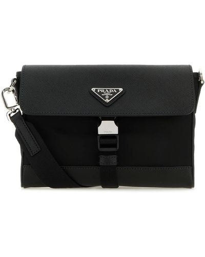 Prada Leather And Re-Nylon Crossbody Bag - Black