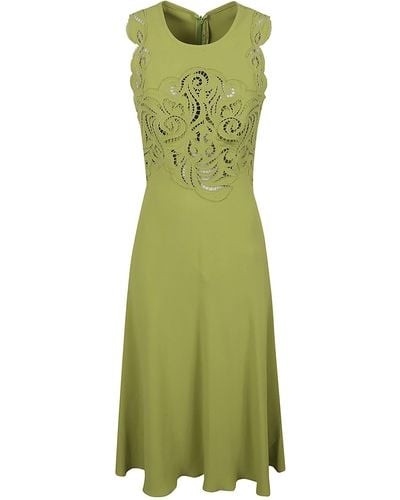 Ermanno Scervino Cut-out Detailed Round Neck Sleeveless Dress - Green