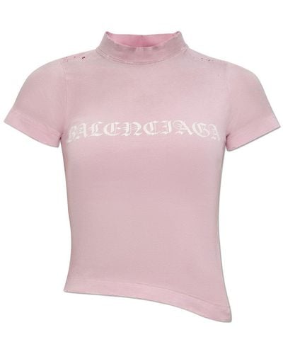 Balenciaga Gothic Type Shrunk T-shirt - Pink