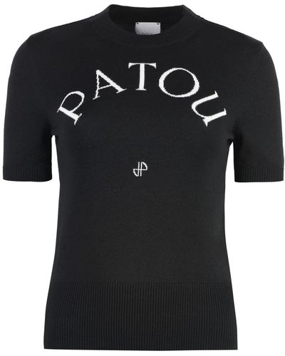 Patou Logo Knitted T-Shirt - Black
