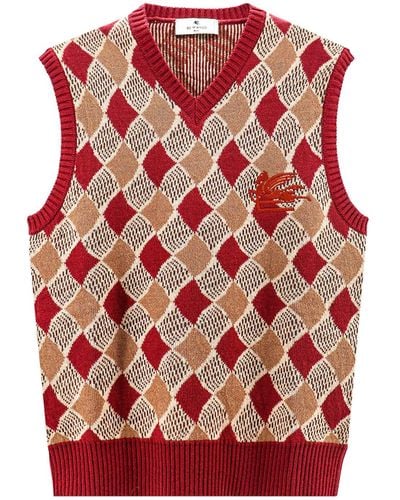 Etro V-neck Sleeveless Wool - Red