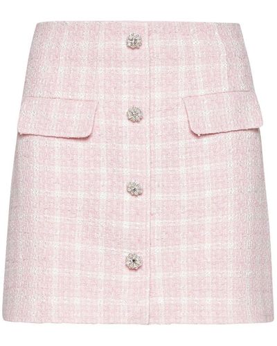 Self-Portrait Boucle Buttoned Mini Skirt - Pink