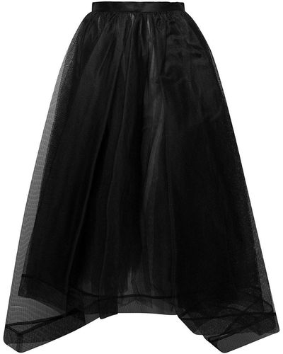 Alexander McQueen Midi Round Skirt In Paris Net Woman - Black