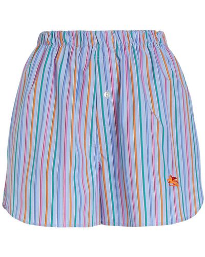 Etro Woman Light Blue Shorts With D Stripes