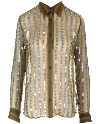 Dries Van Noten Silk Chiffon Shirt - Brown