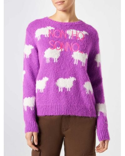 Mc2 Saint Barth Brushed Jumper With Sheeps And Non Ho Sonno Embroidery - Pink
