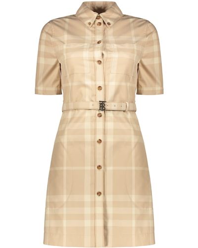 Burberry Belted Cotton Dress - Natural