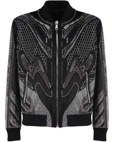 Balmain All-Over Embroidered Jacket With Studs - Black