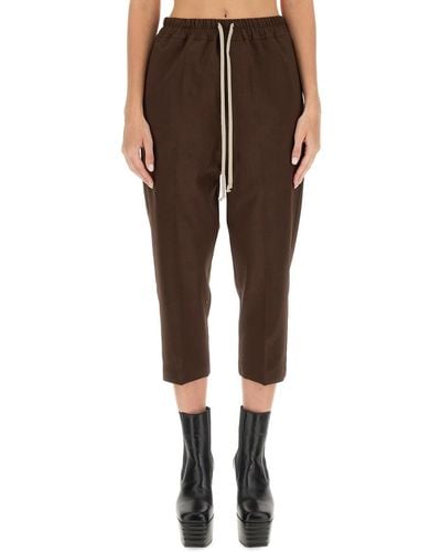 Rick Owens Drawstring Astaires Cropped Trousers - Brown