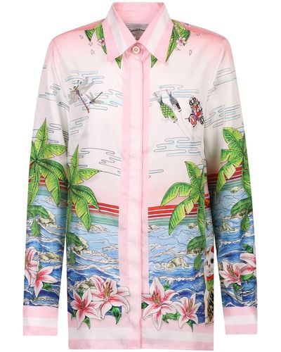 Casablancabrand Floral-print Silk Shirt - Multicolor