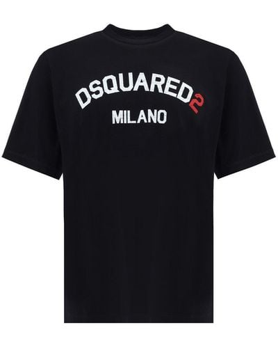 DSquared² Logo Printed Crewneck T-Shirt - Black