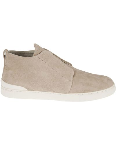 Zegna Triple Stitch Mid-top Trainers - Natural