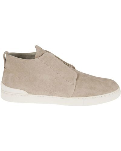 Zegna Triple Stitch Mid-top Sneakers - Natural